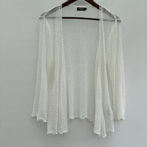 Fairy Cardigan Open Sheer White Pearl Embellishment Romantic Delicate XL